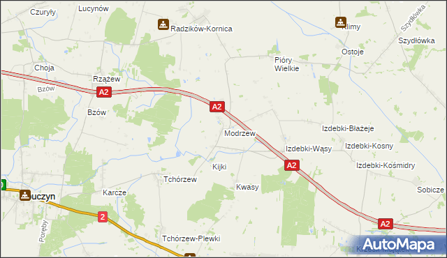 mapa Modrzew gmina Zbuczyn, Modrzew gmina Zbuczyn na mapie Targeo