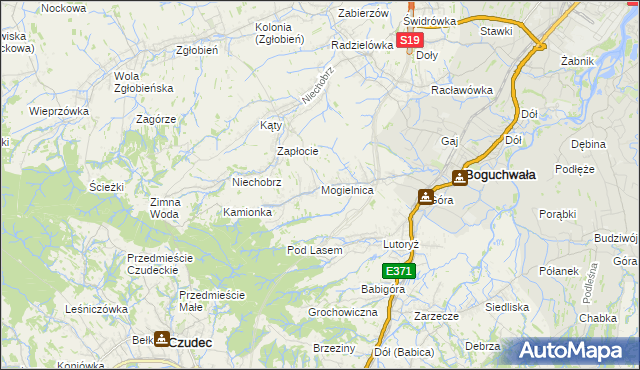 mapa Mogielnica gmina Boguchwała, Mogielnica gmina Boguchwała na mapie Targeo