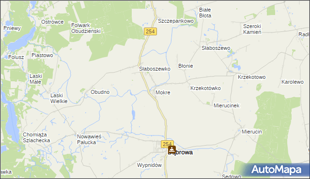 mapa Mokre gmina Dąbrowa, Mokre gmina Dąbrowa na mapie Targeo