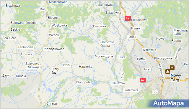 mapa Morawczyna, Morawczyna na mapie Targeo