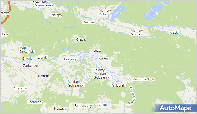 mapa Mostki gmina Jarocin, Mostki gmina Jarocin na mapie Targeo