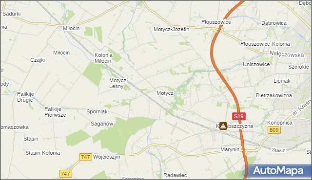 mapa Motycz, Motycz na mapie Targeo