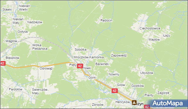 mapa Mroczków-Kapturów, Mroczków-Kapturów na mapie Targeo