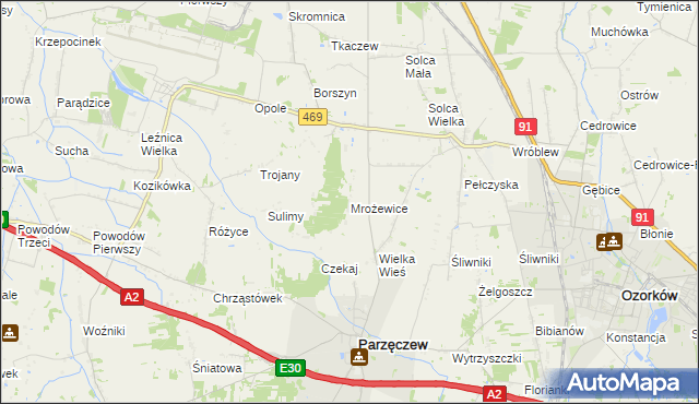 mapa Mrożewice, Mrożewice na mapie Targeo