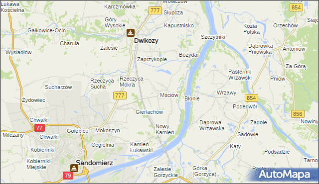 mapa Mściów, Mściów na mapie Targeo