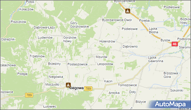 mapa Mzurów, Mzurów na mapie Targeo