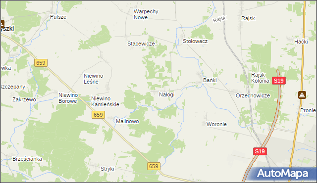mapa Nałogi, Nałogi na mapie Targeo
