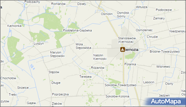 mapa Natolin Kiernoski, Natolin Kiernoski na mapie Targeo