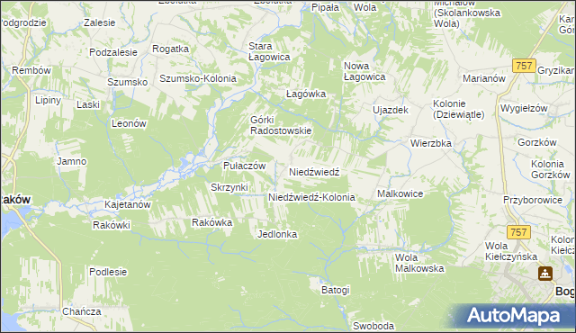 mapa Niedźwiedź gmina Bogoria, Niedźwiedź gmina Bogoria na mapie Targeo