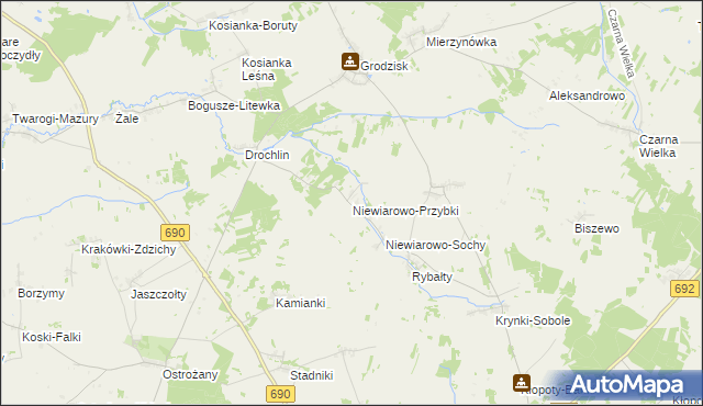 mapa Niewiarowo-Przybki, Niewiarowo-Przybki na mapie Targeo