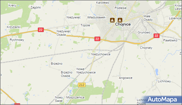 mapa Nieżychowice, Nieżychowice na mapie Targeo