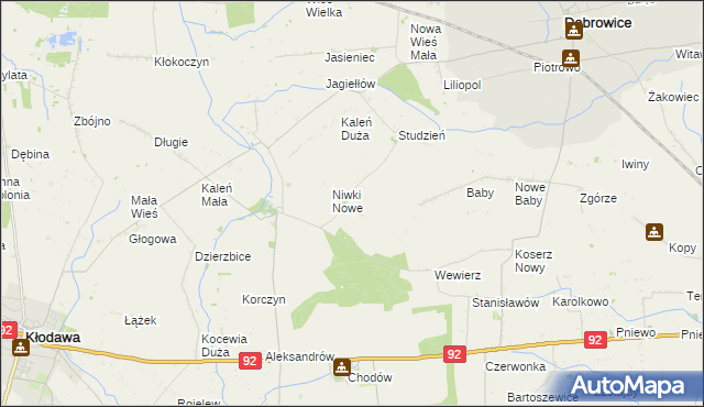 mapa Niwki gmina Chodów, Niwki gmina Chodów na mapie Targeo