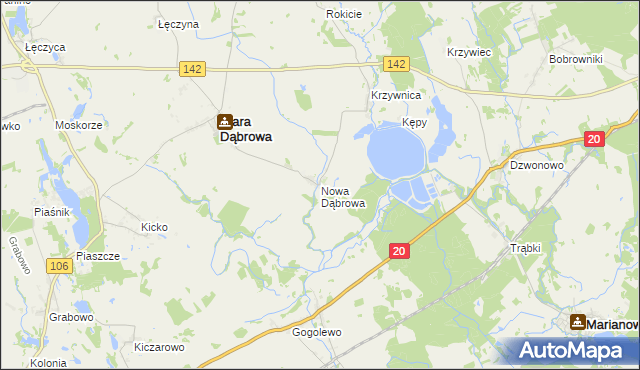 mapa Nowa Dąbrowa gmina Stara Dąbrowa, Nowa Dąbrowa gmina Stara Dąbrowa na mapie Targeo