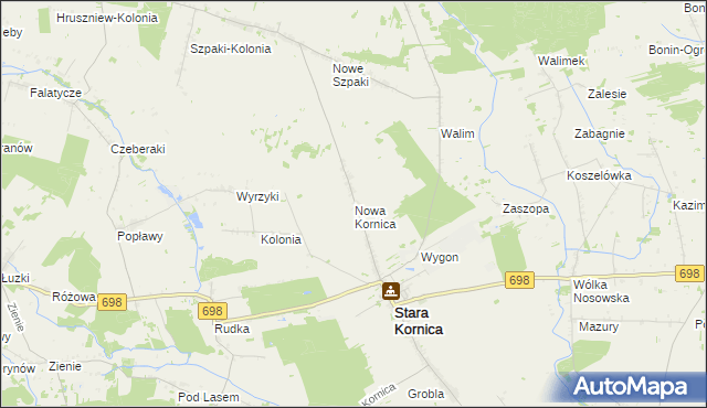 mapa Nowa Kornica, Nowa Kornica na mapie Targeo