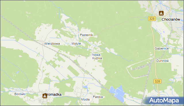 mapa Nowa Kuźnia gmina Gromadka, Nowa Kuźnia gmina Gromadka na mapie Targeo