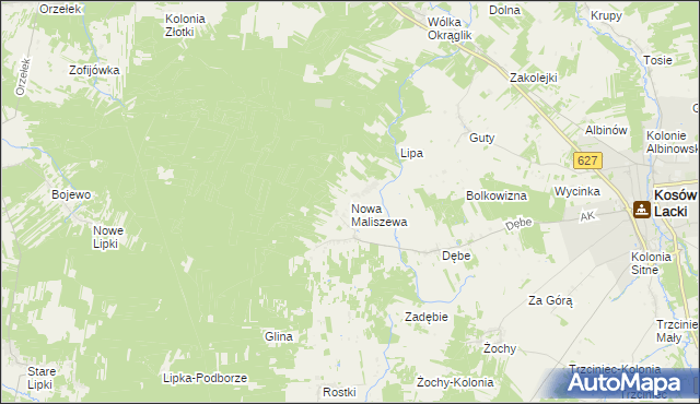 mapa Nowa Maliszewa, Nowa Maliszewa na mapie Targeo