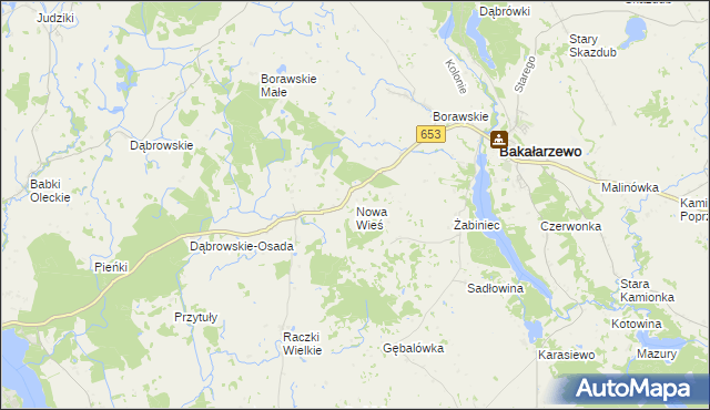 mapa Nowa Wieś gmina Bakałarzewo, Nowa Wieś gmina Bakałarzewo na mapie Targeo