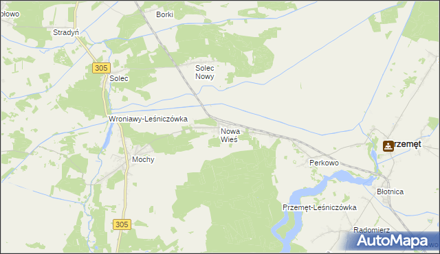mapa Nowa Wieś gmina Przemęt, Nowa Wieś gmina Przemęt na mapie Targeo
