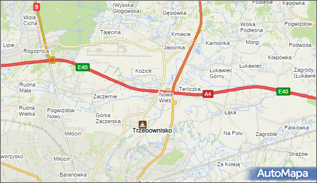 mapa Nowa Wieś gmina Trzebownisko, Nowa Wieś gmina Trzebownisko na mapie Targeo