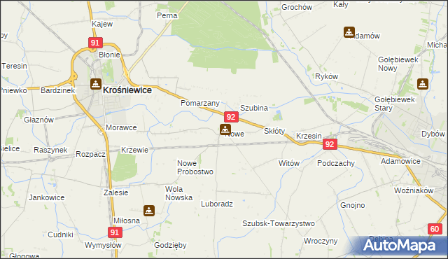 mapa Nowe gmina Krośniewice, Nowe gmina Krośniewice na mapie Targeo