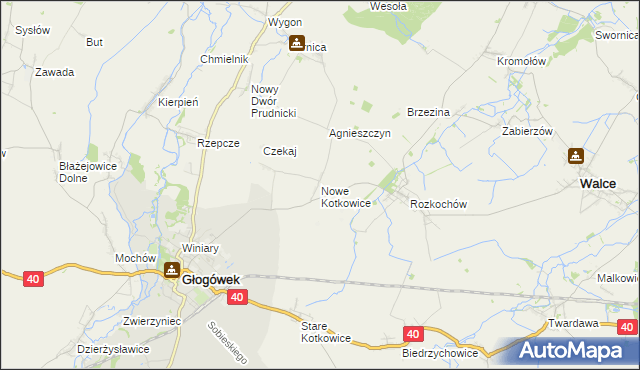 mapa Nowe Kotkowice, Nowe Kotkowice na mapie Targeo