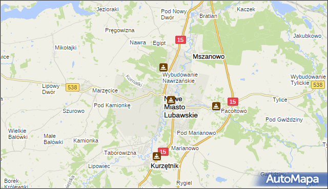 mapa Nowe Miasto Lubawskie, Nowe Miasto Lubawskie na mapie Targeo