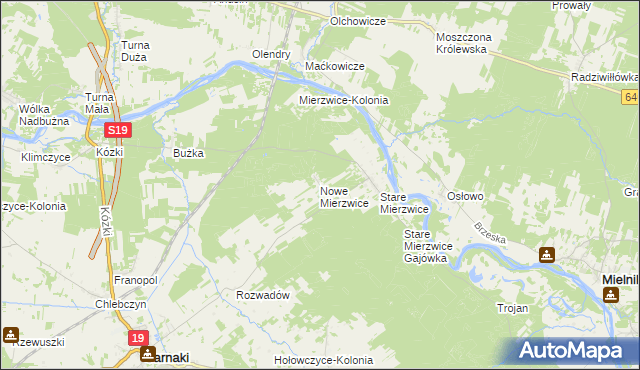 mapa Nowe Mierzwice, Nowe Mierzwice na mapie Targeo