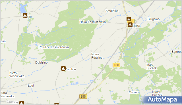 mapa Nowe Potulice, Nowe Potulice na mapie Targeo