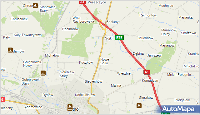 mapa Nowe Sójki, Nowe Sójki na mapie Targeo