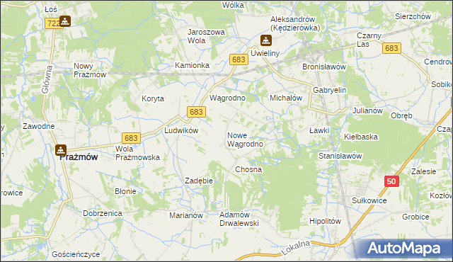 mapa Nowe Wągrodno, Nowe Wągrodno na mapie Targeo