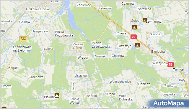 mapa Nowinki gmina Piaseczno, Nowinki gmina Piaseczno na mapie Targeo