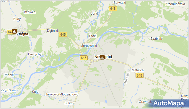 mapa Nowogród powiat łomżyński, Nowogród powiat łomżyński na mapie Targeo