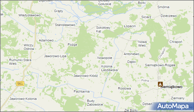 mapa Nowopole gmina Siemiątkowo, Nowopole gmina Siemiątkowo na mapie Targeo