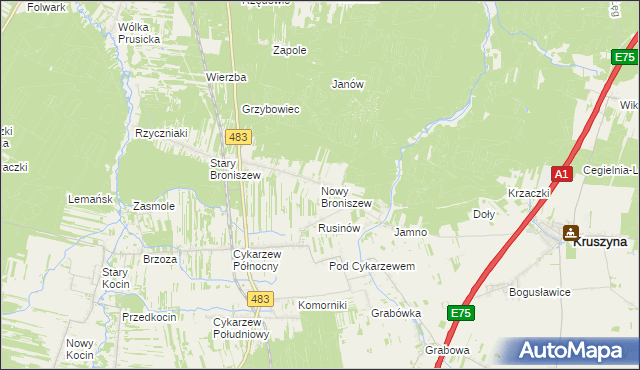 mapa Nowy Broniszew, Nowy Broniszew na mapie Targeo