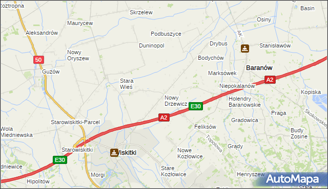 mapa Nowy Drzewicz, Nowy Drzewicz na mapie Targeo