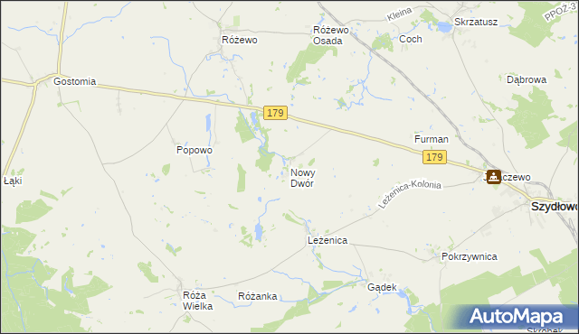 mapa Nowy Dwór gmina Szydłowo, Nowy Dwór gmina Szydłowo na mapie Targeo