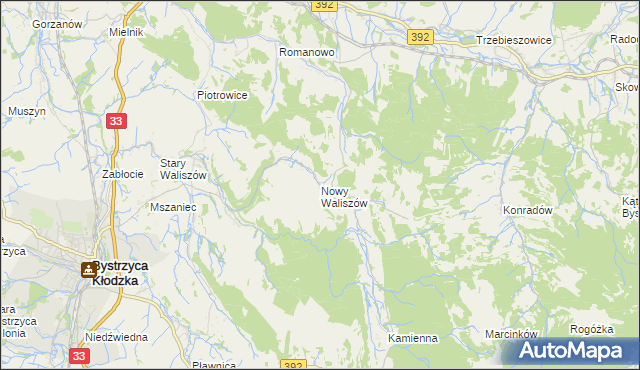 mapa Nowy Waliszów, Nowy Waliszów na mapie Targeo