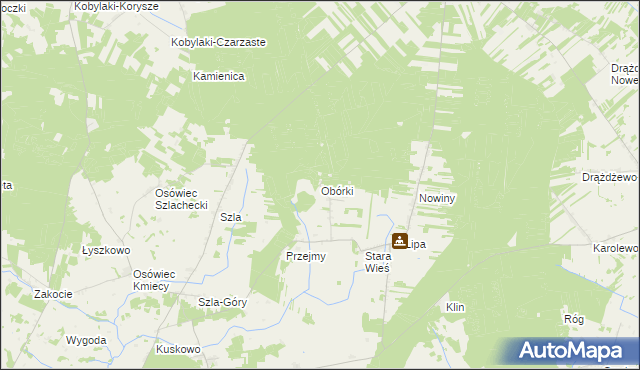 mapa Obórki gmina Jednorożec, Obórki gmina Jednorożec na mapie Targeo