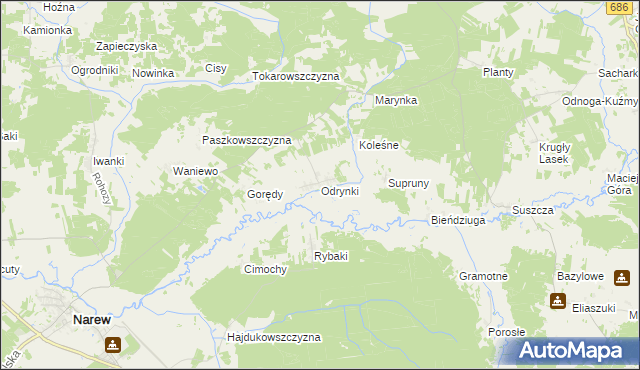 mapa Odrynki, Odrynki na mapie Targeo