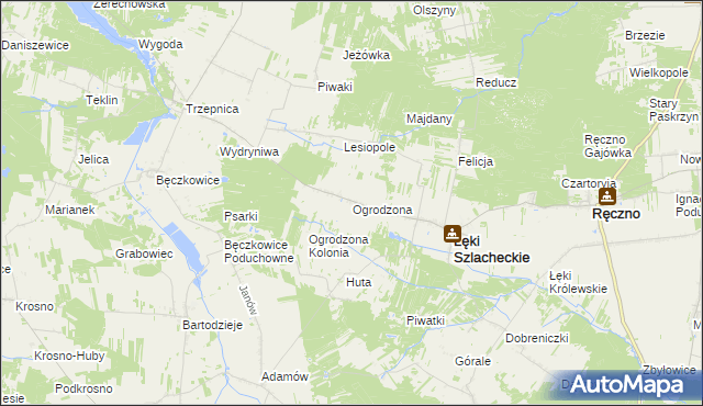 mapa Ogrodzona gmina Łęki Szlacheckie, Ogrodzona gmina Łęki Szlacheckie na mapie Targeo