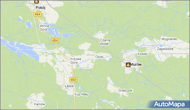 mapa Okoły gmina Murów, Okoły gmina Murów na mapie Targeo