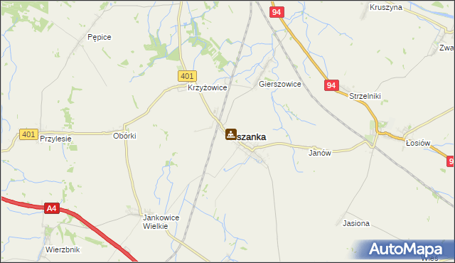 mapa Olszanka powiat brzeski, Olszanka powiat brzeski na mapie Targeo