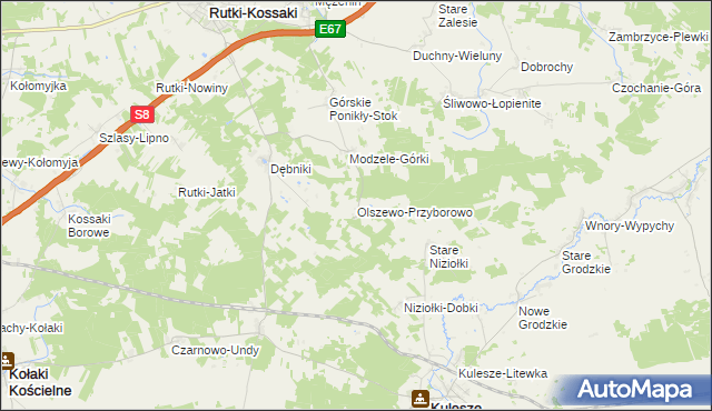 mapa Olszewo-Przyborowo, Olszewo-Przyborowo na mapie Targeo