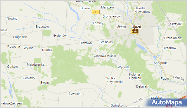 mapa Olszowa-Piaski, Olszowa-Piaski na mapie Targeo