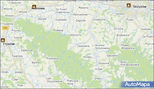 mapa Oparówka, Oparówka na mapie Targeo