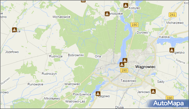 mapa Orla gmina Wągrowiec, Orla gmina Wągrowiec na mapie Targeo