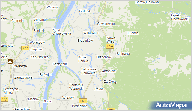 mapa Orzechów gmina Radomyśl nad Sanem, Orzechów gmina Radomyśl nad Sanem na mapie Targeo