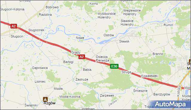 mapa Osiecza Pierwsza, Osiecza Pierwsza na mapie Targeo