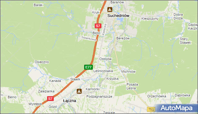 mapa Ostojów, Ostojów na mapie Targeo