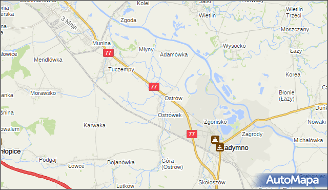 mapa Ostrów gmina Radymno, Ostrów gmina Radymno na mapie Targeo